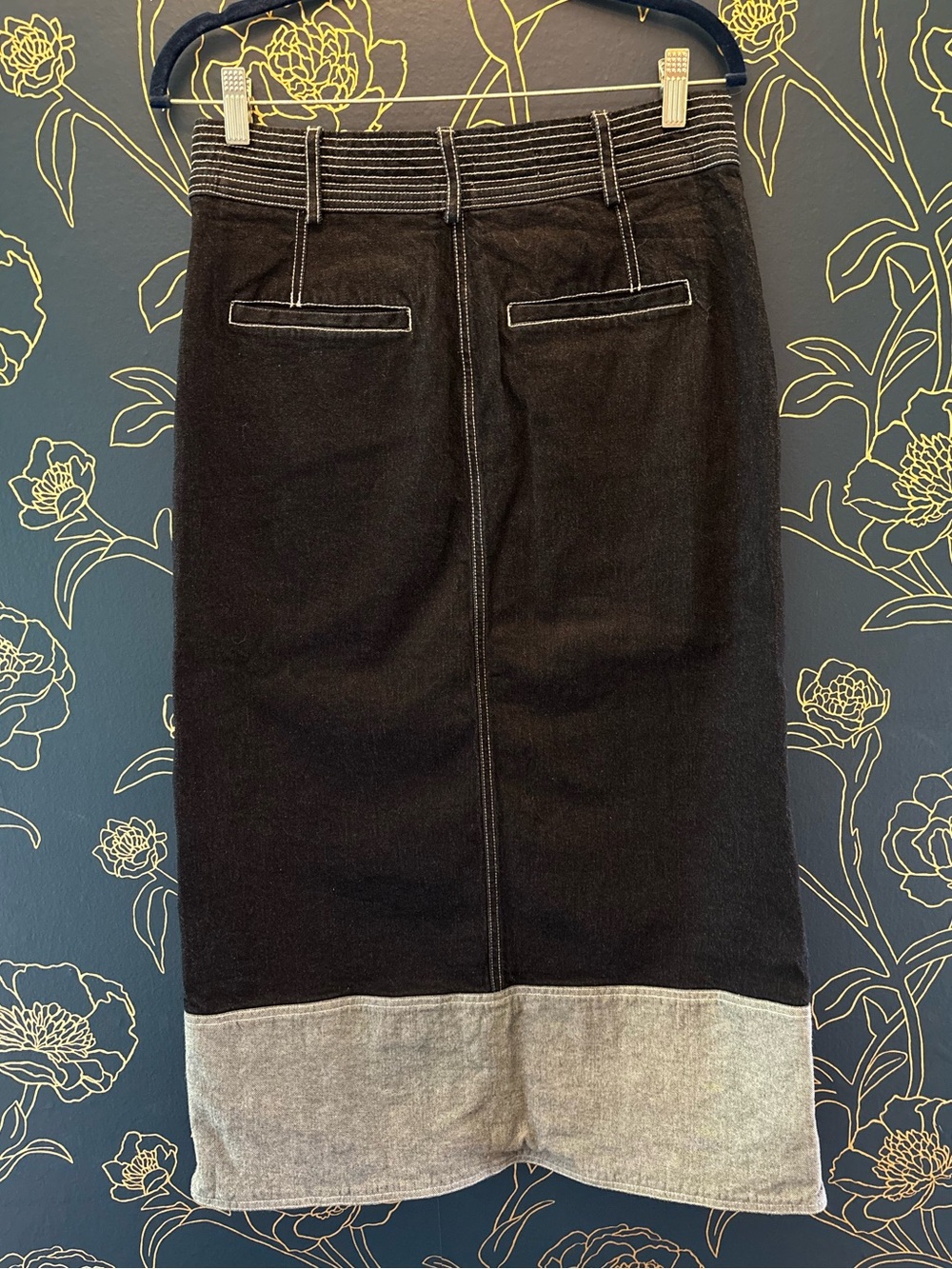 Anthropologie brand PILCRO denim midi SKIRT contrast DARK WASH size 10 - Picture 5 of 9